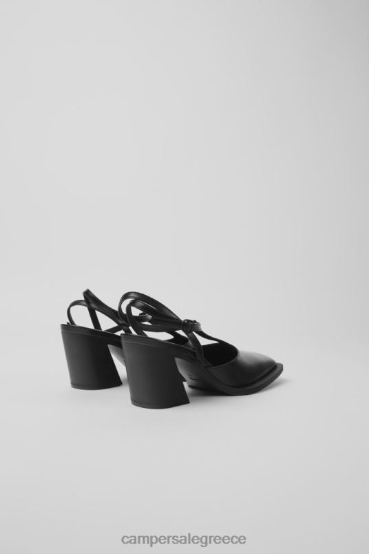 Karole Black Leather T-Bar Shoes For Women New Arrivals Camper V20TF75 Black