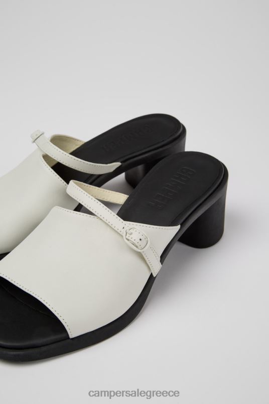 Meda White And Black Leather Sandals For Women New Arrivals Camper V20TF82 White