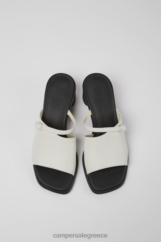 Meda White And Black Leather Sandals For Women New Arrivals Camper V20TF82 White