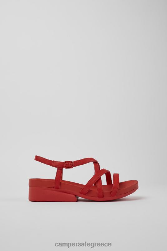 Minikaah Red Leather Sandals For Women Exclusive Camper V20TF66 Red