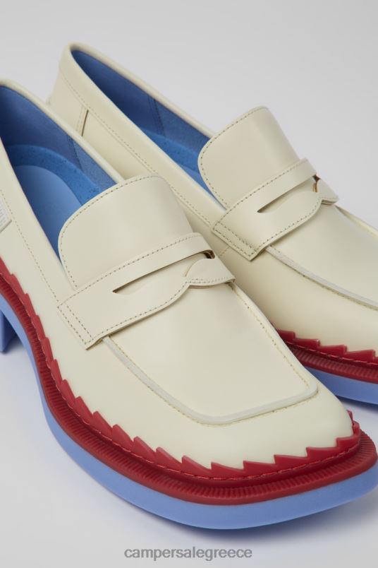 Taylor White And Red Leather Loafers For WomenNew Arrivals Camper V20TF126 White