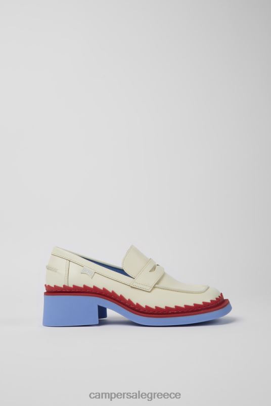 Taylor White And Red Leather Loafers For WomenNew Arrivals Camper V20TF126 White