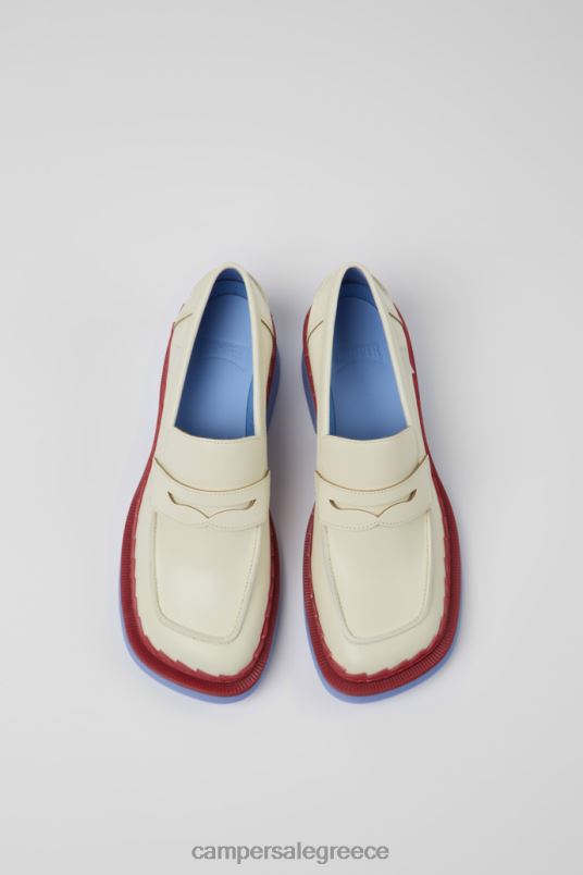 Taylor White And Red Leather Loafers For WomenNew Arrivals Camper V20TF126 White