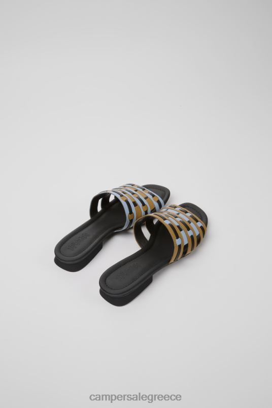 Twins Brown Blue And Black Leather Sandals For Women New Arrivals Camper V20TF120 Brown