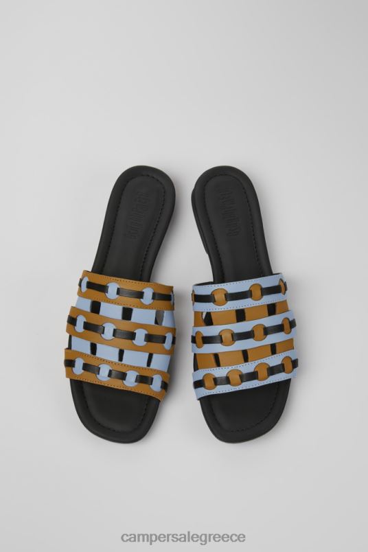 Twins Brown Blue And Black Leather Sandals For Women New Arrivals Camper V20TF120 Brown