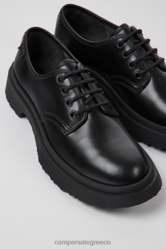 Walden Black Leather Lace-Up Shoes For Women New Arrivals Camper V20TF133 Black